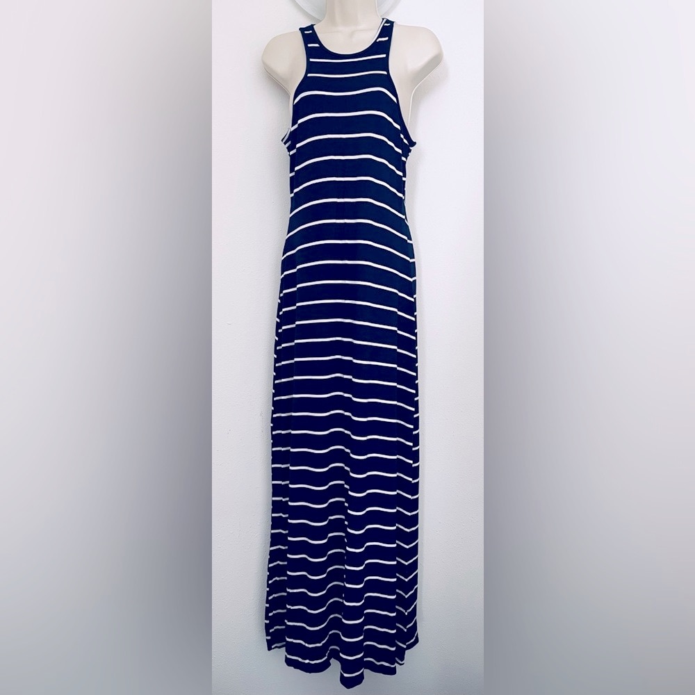 Navy blue stretchy material sun dress…beautiful and form fitting in size MD…